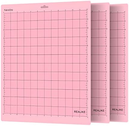 REALIKE 12x12 FabricGrip Cutting Mat Compatible with Cricut Maker 3/Maker 4/Maker/Explore 3/4/Air 2/Air/One(3 Mats), Fabric Adhesive Sticky Cut Mats for Crafts, Quilting, Sewing and All Arts