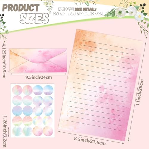 TaoBary 160 Pcs Watercolor Stationery Paper and Envelopes Set, 8.5 x 11''