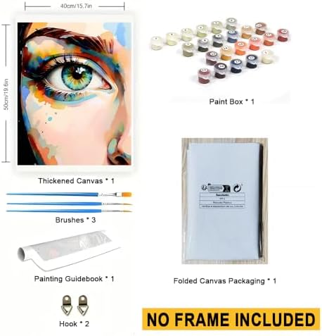 Colorful Eye Paint by Numbers Kit for Adults - DIY Abstract Portrait Painting on Canvas 16x20 Inches, Acrylic Paint Set, Suitable for Beginners, Vibrant Art Kit for Home Decoration or Gifts.