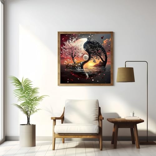 Acelii Tai Chi Tree 5D Diamond Painting Kits for Adults Beginners | DIY Full Round Drill Diamond Art Kits,Paint by Diamonds Dots Gem Art Crystal Easy,Home Wall Decor 13.78X13.78 Inch