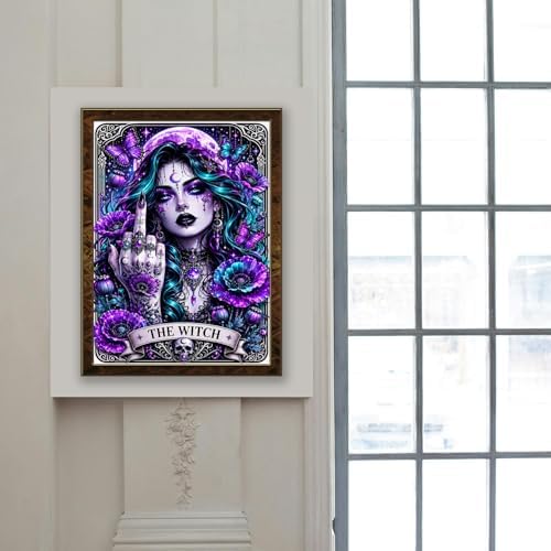 MBNTJHT Gothic Diamond Art Kits for Adults,Witch Tarot Diamond Painting Kit for Adult Beginners,5D DIY Full Drill Round Rhinestone Gem Art Crafts Painting Kit for Home Wall Decor 12X16 Inch.
