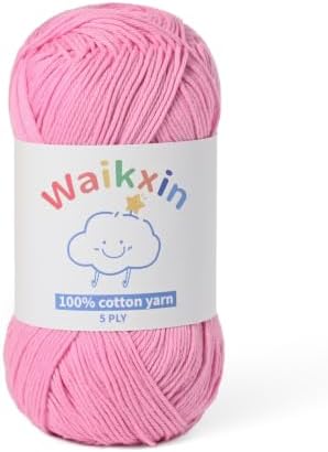 100% Cotton Yarn for Crocheting,Baby Yarn for Crocheting Soft,5 Ply Milk Cotton Yarn,#2 Sport Weight Cotton Yarn,3.52oz/262.4yds Amigurumi Yarn for Puzzle,Clothes&DIY Crafts.(Deep Pink)