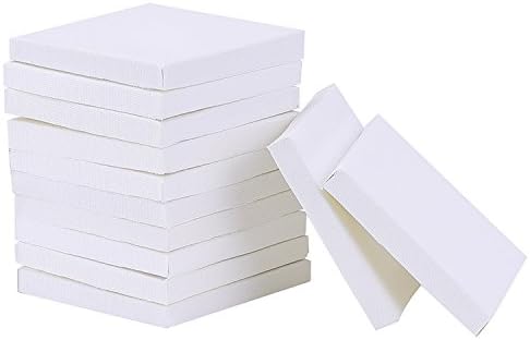 Outus 12 Pack 3 x 3 Inch Mini Canvas Boards Cotton Painting Panels