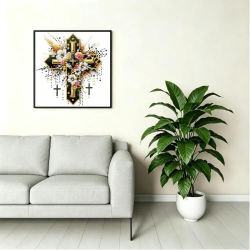 Cross Special Shape Diamond Painting for Adults Beginner,Dot Art 12 x 16 In