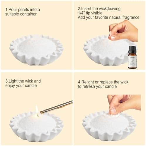 Aufien Candle Sand with Wicks, 16 Oz Pearled Candle, DIY Bead Powder Sand Wax Making kit Refillable Non Toxic for Handmade, Mother's Day Wedding and Halloween Christmas Decorations