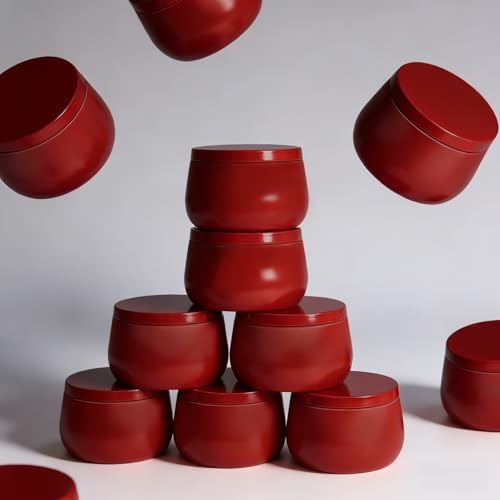HOMAMAMOON 8oz Candle Tins | 24-Pack Premium Full Red 8 OZ Metal Candle Jars with Lids for Making Candles, Bulk Empty Candle Containers for Home DIY and Small Business