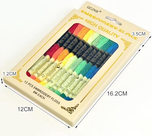 Premium Rainbow Color Embroidery Floss - Cross Stitch Threads - Friendship Bracelets Floss - Crafts Floss - 12 Skeins Per Pack Embroidery Floss,Rainbow Color