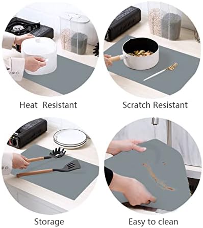 emolife Extra Thick Silicone Mats for Kitchen Counter, 23.6"x15.7", Grey