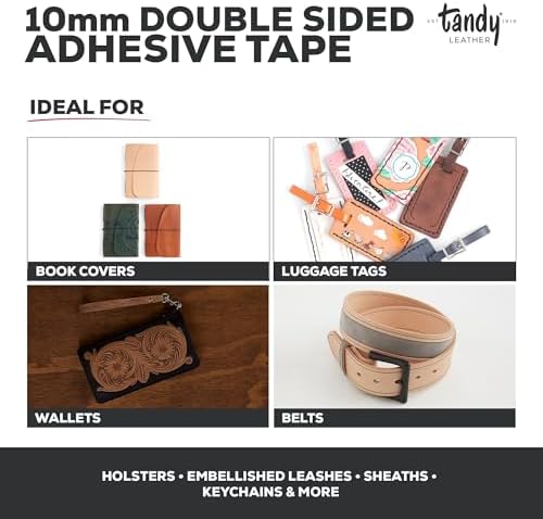 Tandy Leather Tanner's Bond Double-Sided Tape, Mess Free, 10 mm x 20 m