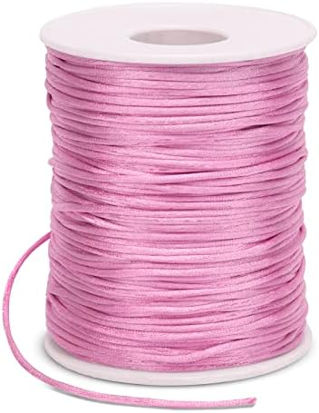 1.5mm Nylon Cord 328 Feet Satin Cord Nylon String for Bracelets, Bracelet Thread Bead String for Jewelry Making, Necklace, Chinese Knotting, Beading, DIY Crafts (Deep Pink)