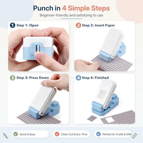 CYFUN DESIGN Stamp Punch, Stamps Cutter, Postage Stamps Edge Paper Punch, Perforated Craft Punches for Junk Journal & Scrapbooking, Stackable Design with Alignment Cutout for Precise Positioning(Blue)
