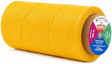 Mandala Crafts 210D 1mm Mustard Yellow Flat Waxed Thread for Leather Sewing