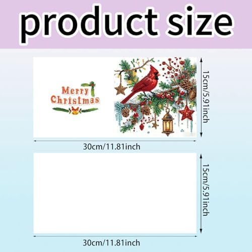 6Pcs Christmas Greeting Card DIY Diamond Art Painting Greeting Cards Blessing Folding Card Kit with White Envelopes Diamond Arts Crafts for Birthday Festival Gift-Cardinal