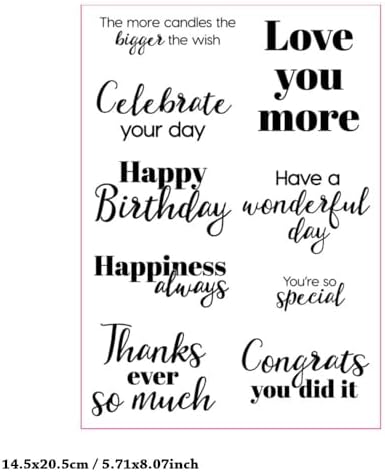 MESYGK Happy Birthday Love You More Thanks Ever So Much Special Clear Stamps Transparent Silicone Stamp Album Cards Rubber Stamp for Card Making Decoration and DIY Scrapbooking