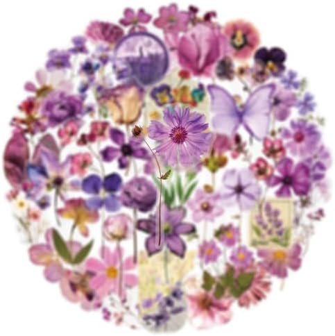 50PCS Transparent Flora Scrapbook Stickers, Flower-D | Vintage Aesthetic Flowers, Vinyl Waterproof, For Scrapbooks Travel Journal, For Water Bottles Laptop Phone