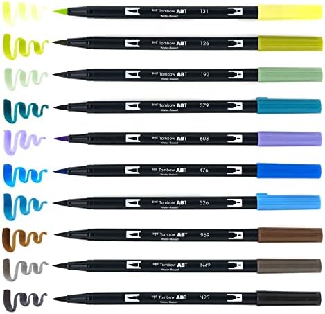 Tombow 56169 Dual Brush Pen Art Markers, Landscape, 10-Pack. Blendable, Brush and Fine Tip Markers