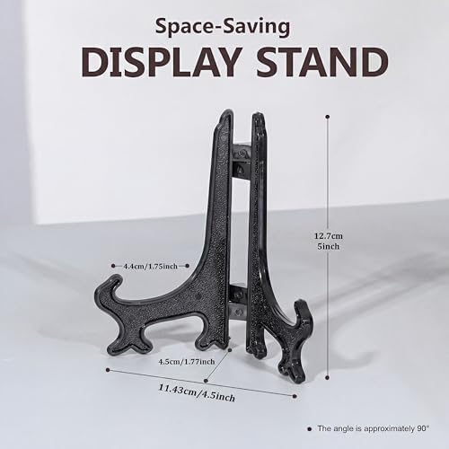 Artliving 5 Inch Black 12pcs/Set Plastic Easels Plate Display Stands Picture Frame Stand Holder