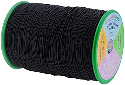 Mandala Crafts 0.6mm Black Shirring Elastic Thread for Sewing, 546 Yards