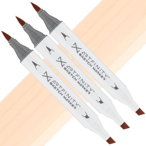 Artfinity Sketch Markers - Set of 3 - Vanilla E4-2, Vibrant, Professional, Dye-Based Alcohol Markers for Artists, Drawing, Travel, & More