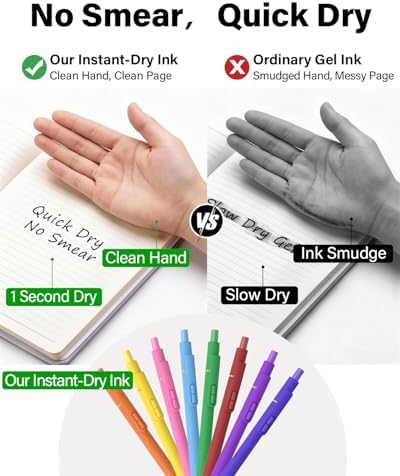 inkipen 0.5mm Colored Gel Pens, 8 Pack, Fidget Function