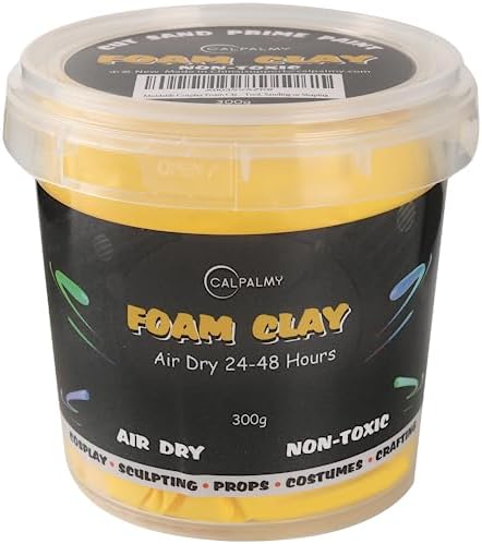 Moldable Cosplay Foam Clay Yellow Colors (300g) – High Density and Quality for Intricate Designs | Air Dries to Perfection for Cutting with a Knife or Rotary Tool, Sanding or Shaping