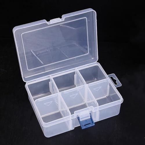 Washi Tape Storage Box, 6-Compartment Grid Slot Plastic Storage Box Jewelry Bead Tool for Washi Tape, Art Supplies and Sticker Container Organizer Case
