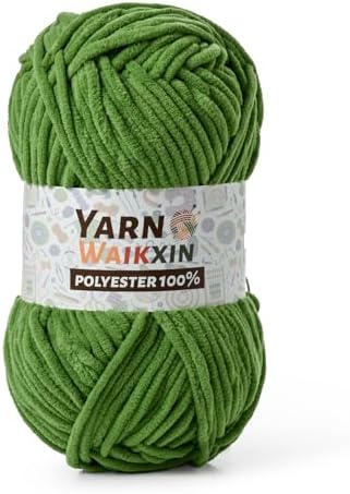 Soft Chenille Yarn for Crocheting, Fluffy Chunky Crochet Yarn for Baby Blanket, (1.76oz/65.6yds) Fuzzy Velvet Yarn for Amigurumi&DIY Puzzle、Crafts、Scarf(Army Green)