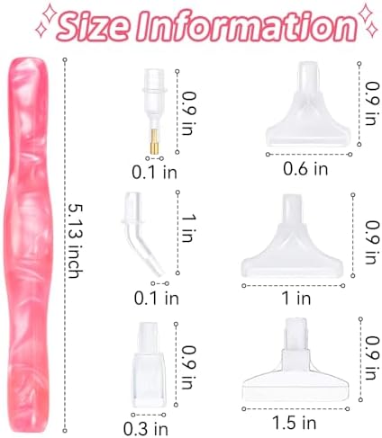 RaySoar Diamond Painting Art Drilling Dot Pen with Tips Nibs Placers Tool Accessories for Adults, Gem Rhinestone Picker Stylus New Hot Pink