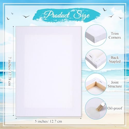 Thenshop 20 Pack Stretched Canvas for Painting 5 x 7 Inches Triple Primed Acid Free 100% Cotton White Blank Canvas for Painting Supplies Oil and Acrylic Pouring Art Watercolor