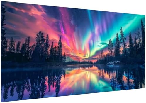 Lophomie Extra Large Diamond Art Kits for Adults, 5D DIY Northern Lights Diamond Painting Kits for Adults Beginners, Diamond Dots Kits Gem Arts Crafts for Home Wall Decor 28x16 Inch