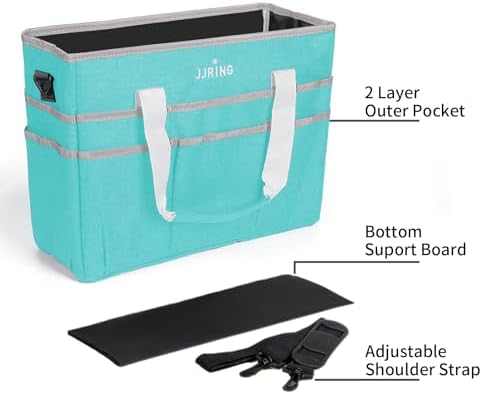 JJRING Craft Organizer Tote Bag Large Art Storage Caddy Sky Blue | With Multiple Pockets For Sewing, Scrapbooking, School, Medical, And Office Supplies