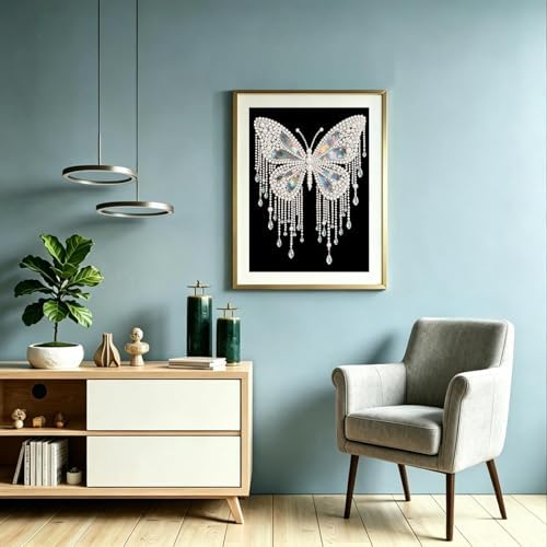 DIYBEADDOT DIY Butterfly Diamond Pearl Painting Kits for Adults,5D Diamond Art Pearl Painting Kits for Beginner, Crystal Rhinestones Diamond Painting for Home Wall Decoration Gift 12×16 inch
