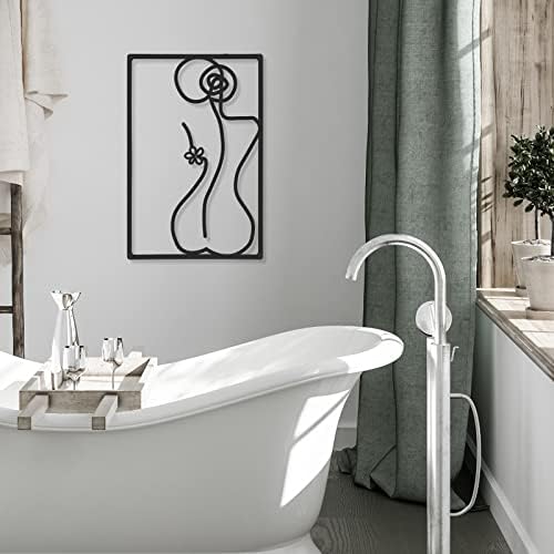 CHENGU 3 Pieces Metal Minimalist Abstract Woman Wall Art Line Drawing Wall Art Decor Single Line Female Home Hanging for Kitchen Bathroom Living Room