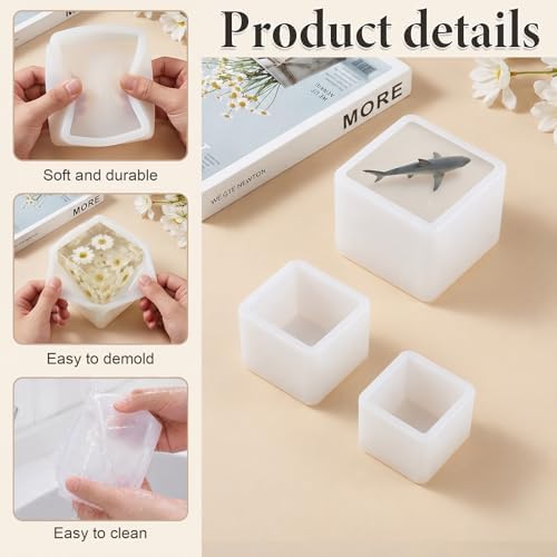 12 Pcs Resin Molds Set, Multiple Sizes Cube Sphere Silicone Mold with Tools Cube Casting poxy Molds for Insect, Plant, Flowers, Soap, DIY Art Craft