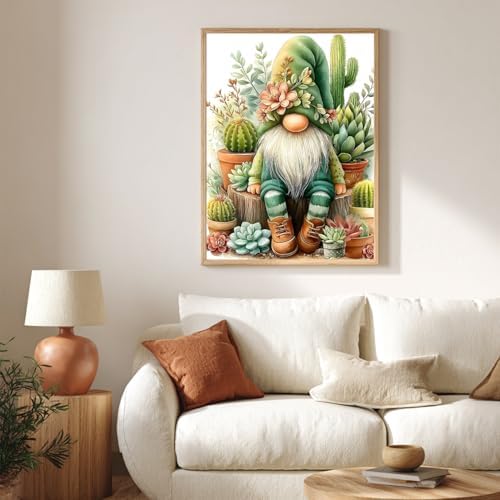 CRZMODE Gnome Paint by Numbers Kit for Adults, Plant Gnome Paint by Numbers for Adults, Acrylic Painting Crafts for Home Decor Gift (16x20inch)