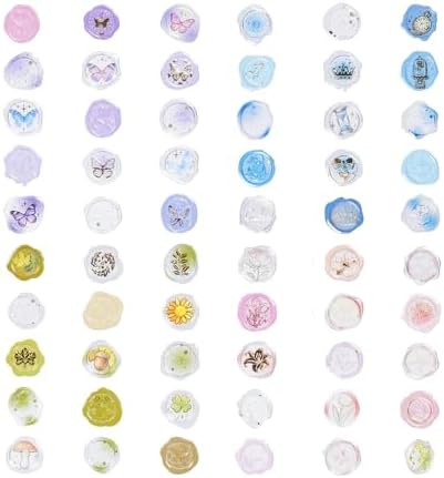Pre-Made PVC Envelope Seal Stickers, Waterproof Self-Adhesive Stickers for Wedding Invitations, Birthday Gift Wrapping, Scrapbook & Journal Decoration (60PCS Flora Vintage)