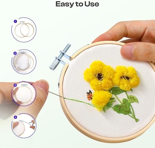 Caydo 6 Pieces 4 Inch Embroidery Hoop with Metal Screw