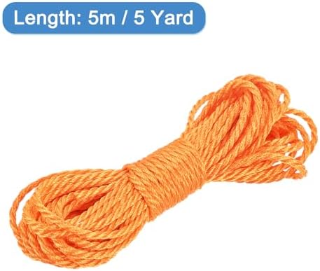 MECCANIXITY Twisted Cord Trim, 5 Yard 1.5mm 3-Ply Twine Braided Rope Shiny Thread String for Craft Gift Bag Curtain Christmas Decor, Orange - 5m