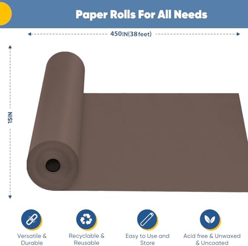 Chocolate Brown Wrapping Paper, 15"x450" Bulletin Board Kraft Paper Roll
