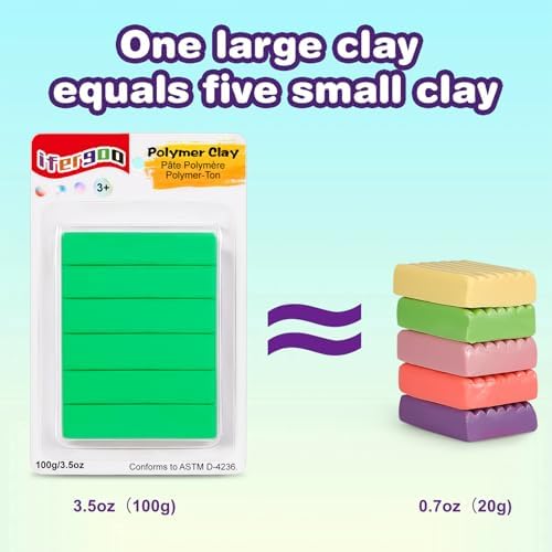 ifergoo 100g Light Green Polymer Clay, 3.5oz Oven Bake DIY Modeling Clay