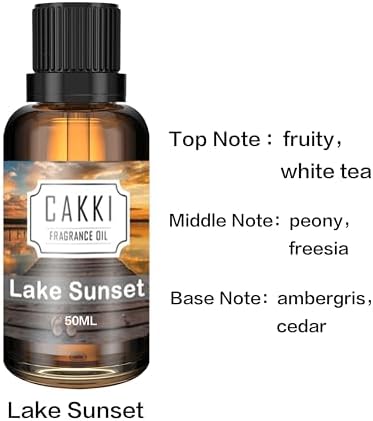 Essential Oils for Diffusers for Home, Scent-Lake Sunset, Single Large Size 50ml, CAKKI Fragrance Oils, for Candle Making, for Soap Making, Diffuser Oil Scents