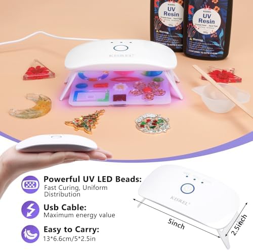 KISREL UV Resin Light, Plug-in Non-Rechargeable, 8 LED Beads Curing Lamp