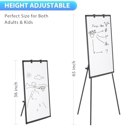 Maxtek Easel Whiteboard 36 x 24, Stand Tripod with Height Adjustable, Black