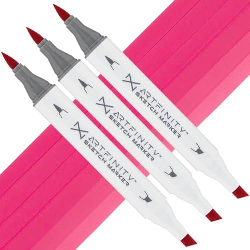 Artfinity Sketch Markers - Set of 3 - Scarlet Lake RV3-6, Vibrant, Professional, Dye-Based Alcohol Markers for Artists, Drawing, Travel, & More