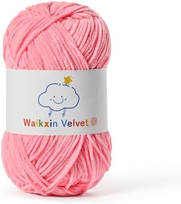Fluffy Chenille Yarn for Crocheting，Baby Yarn for Crocheting Soft，50g/1.76oz Velvet Amigurumi Yarn ，Fingering Weight Yarns for Crocheting Baby Blankets、DIY Craft.(Pink)