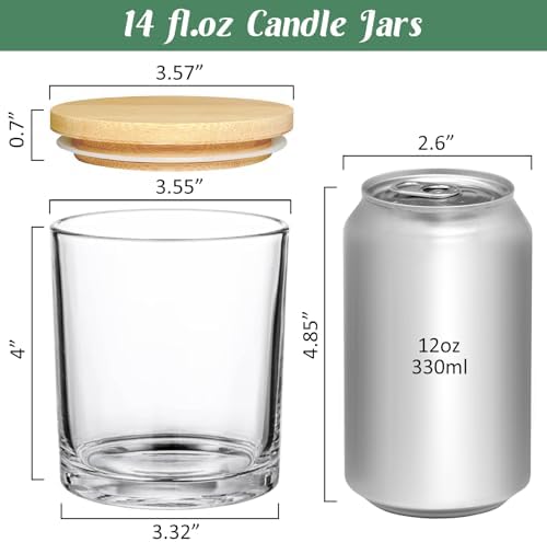 SUPMIND 12 Pack 14 fl.oz Glass Candle Jars, Clear Jars for Making Candles
