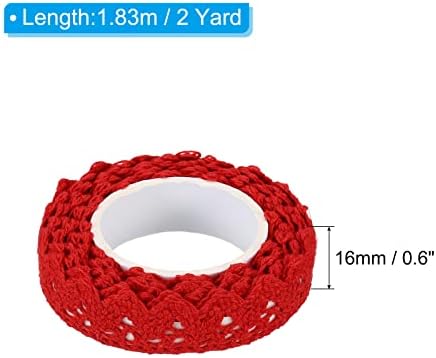 PATIKIL 0.6" Wide 2 Yards Self-Adhesive Lace Tape Lace Ribbon, 3 Pack Cotton Washi Trim Stickers Masking Decorative for Craft Scrapbook DIY Card Making, Red