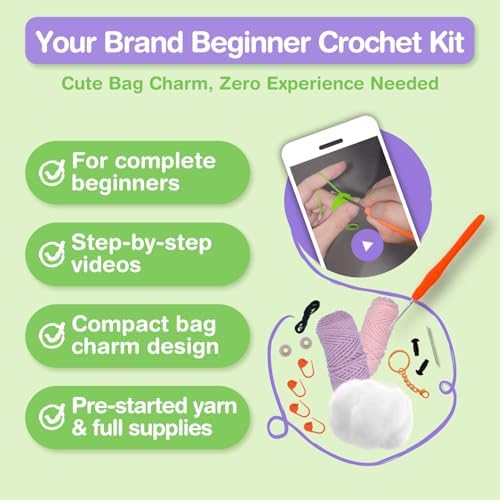 Avenir Crochet Kit for Beginners, Koala Animal Keychain Craft Set