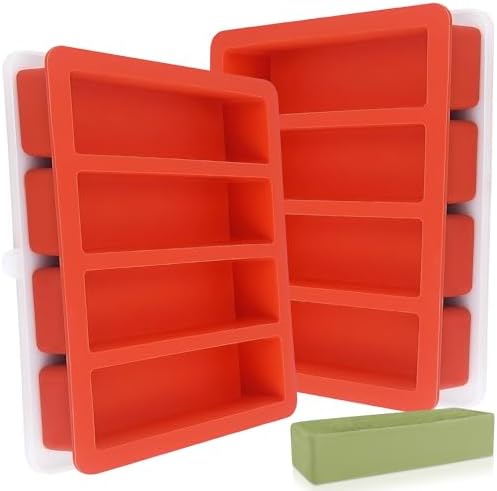 2Pcs Butter Mold with Lid, Standard Size Silicone Butter Tray for Homemade Butter, Non-Stick Butter Molds for Energy Bars, Soap Bars, Cakes (Large without ScaleMarkings(Lid))