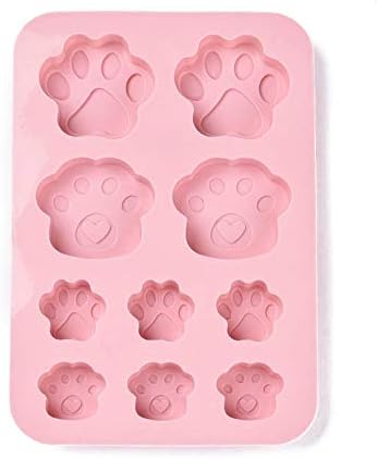 Craftdady Silicone Soap Mold 10 Cavities Pet Dog Paw Moulds Trays, 2 Pack for Handmade Craft Biscuit Candy Chocolate